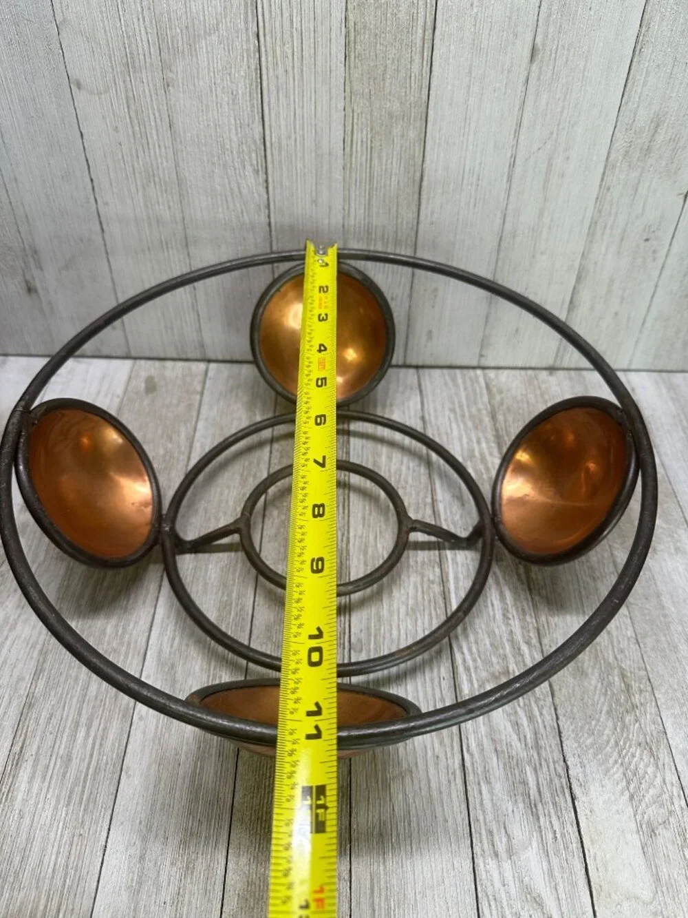 Vtg Ambrosia MCM Metal Wire & Brass Copper Basket Fruit Bowl Decor 1995 11